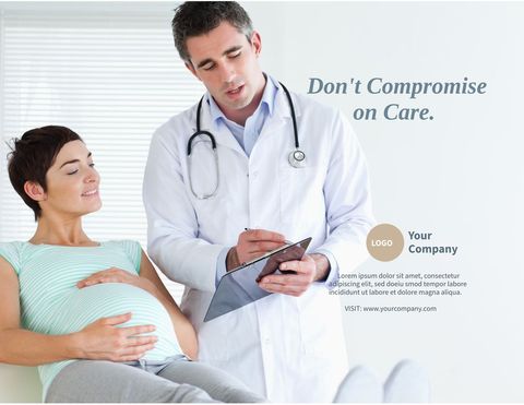 Doctor consults pregnant woman in clinic for prenatal care