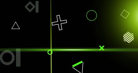 Abstract Digital Interface with Rotating Shapes and Green Scanner Beams - Download Free Stock Images Pikwizard.com