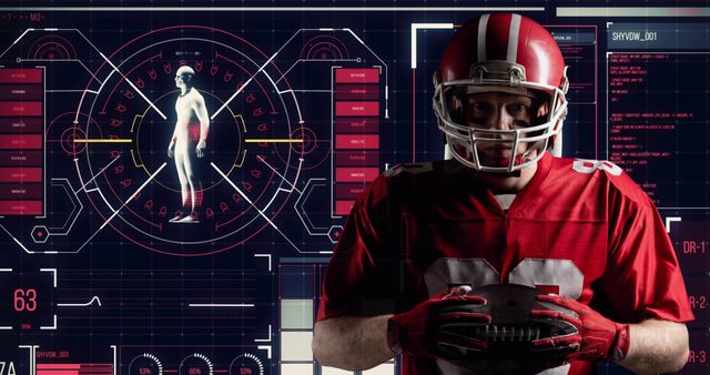 American Football Player with Futuristic Interface Background - Download Free Stock Images Pikwizard.com