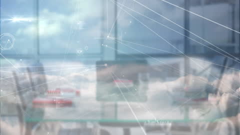 Futuristic Data Network in Cloudy Sky Office Concept
