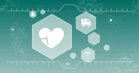 Digital health interface with ecg and medical icons