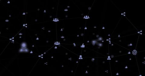 Digital Network Icons on Black Background Representing Connectivity - Download Free Stock Images Pikwizard.com