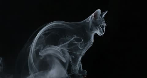 Mesmerizing Smoky Feline Silhouette in Enigmatic Darkness