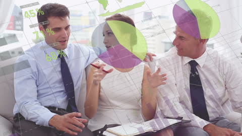 Business Team Discussing with Data Overlays