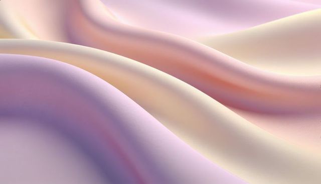 Flowing pastel satin waves creating soft gradient folds for abstract textile background