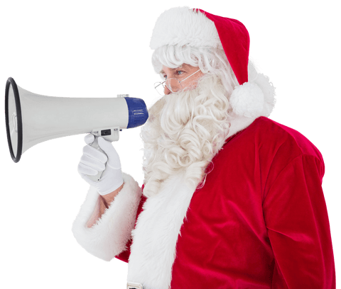 Transparent Santa Claus Announcing Christmas Holiday With Megaphone