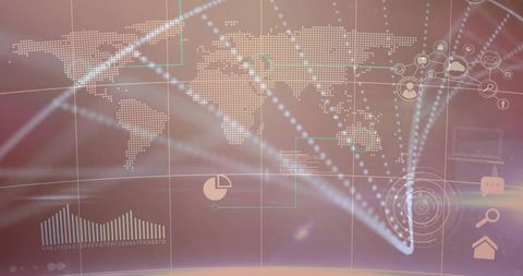 Futuristic Digital Dashboard with World Map and Data Visualization