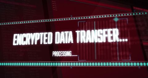 Encrypted Data Transfer on Digital Interface with Red Background - Download Free Stock Images Pikwizard.com