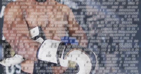 Boxer with Data Overlay Symbolizing Technology in Sports