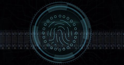 Biometric Fingerprint Over Servers Symbolizes Data Security - Download Free Stock Images Pikwizard.com