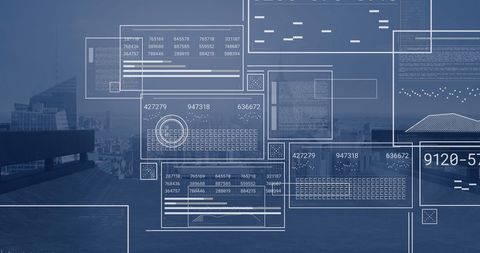 Digital Interface with Data and Cityscape Background - Download Free Stock Images Pikwizard.com