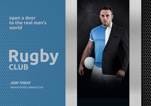 Rugby Athlete in Dual Outfit for Sports Promotion - Download Free Stock Templates Pikwizard.com