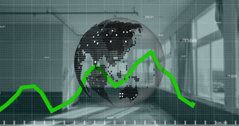 Animated Global Financial Graph with Digital Earth Overlay