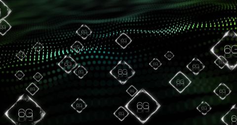 Digital 6G Concept with Glowing Wave Dots and Grid Pattern - Download Free Stock Images Pikwizard.com