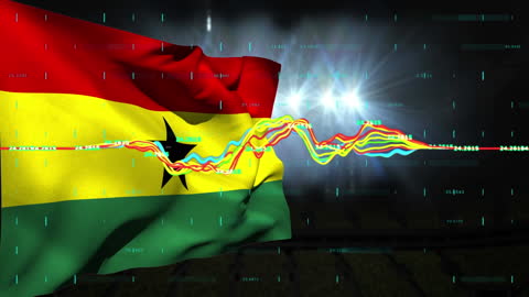 Ghana Flag with Cyber Data Visualization