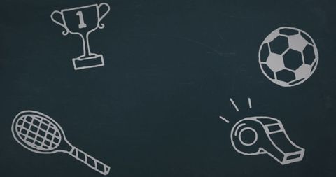 Hand-drawn Sports Icons on Blackboard Background