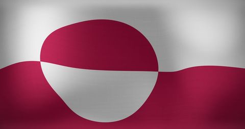 Waving National Flag of Greenland with Red and White Symbol