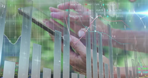 Futuristic Stock Market Concept with Digital Graph Overlay