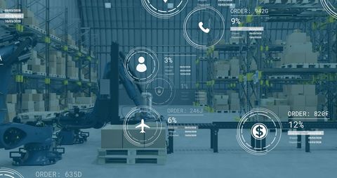 Automated Warehouse with Data Overlay in Logistics Industry - Download Free Stock Images Pikwizard.com