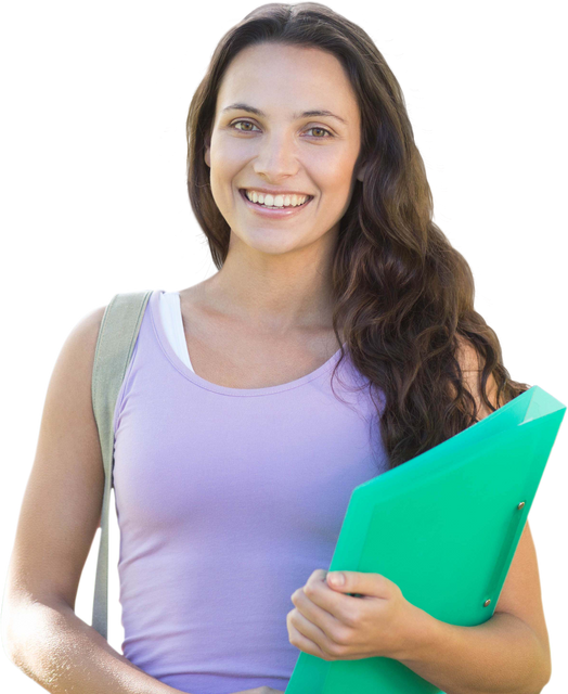 Smiling Female Student Holding a File on Transparent Background - Download Free Stock Videos Pikwizard.com