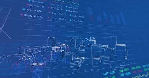 Futuristic Cityscape Overlay with Data Visualization Elements - Download Free Stock Images Pikwizard.com