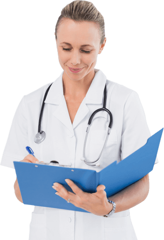 Transparent Female Doctor Writing on Clipboard Isolated on White Background - Download Free Stock Videos Pikwizard.com