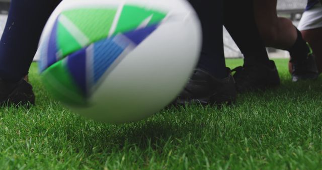 Close-up Shot of Soccer Ball Being Kicked During Game on Green Field - Download Free Stock Images Pikwizard.com