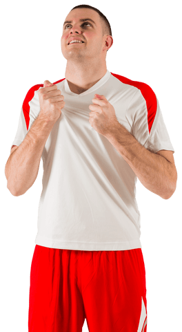 Transparent Excited Football Player Cheering Upward