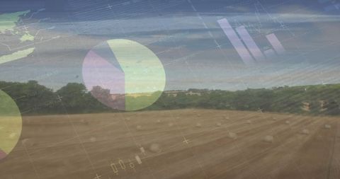Infographic Overlay on Aerial Farm Field View