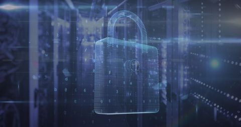 Secure Server Room with Digital Padlock Hologram - Download Free Stock Images Pikwizard.com