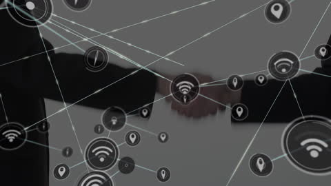 Digital Business Network Concept with Handshake