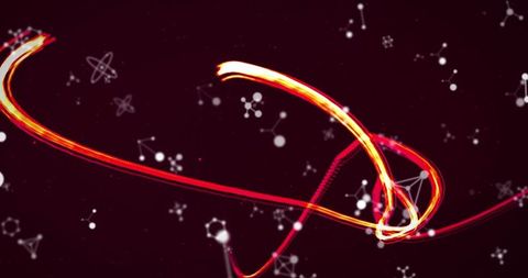 Neon Streaks and Molecules: Futuristic Science Concept