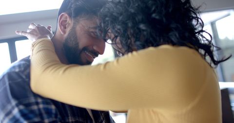 Romantic Couple Embracing at Home - Download Free Stock Images Pikwizard.com