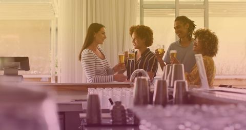 Friends Gathering for Casual Drinks with Relaxed Atmosphere - Download Free Stock Images Pikwizard.com