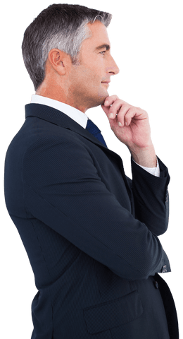 Elegant Businessman Deep in Thought in Transparent Background - Download Free Stock Videos Pikwizard.com