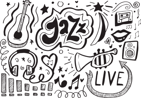 jazz music symbols illustration on transparent background - Download Free Stock Videos Pikwizard.com