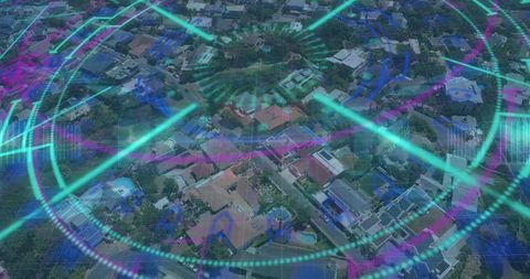 Vibrant Digital Interface Overlay on Urban Cityscape - Download Free Stock Images Pikwizard.com