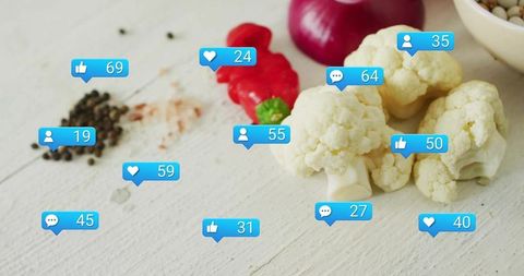 Culinary art and nutrition with social media influence concept