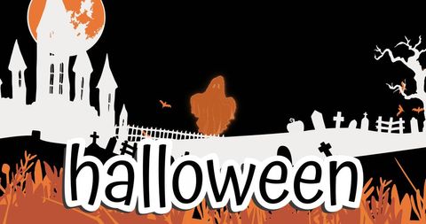 Spooky Halloween Night with Haunted Castle - Download Free Stock Images Pikwizard.com