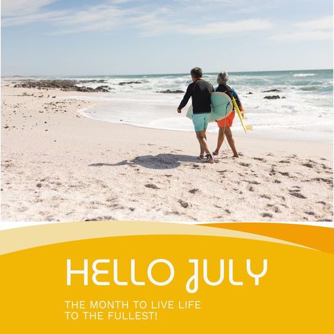 Couple Strolling Beach With Surfboards Celebrating Life in July