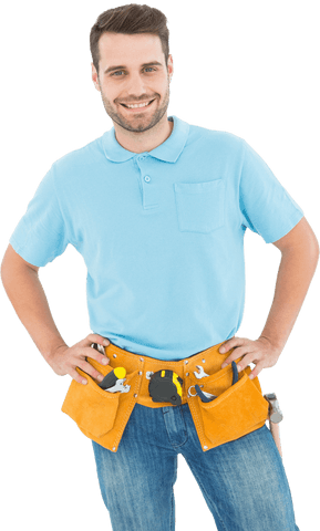 transparent portrait of happy carpenter with tool belt - Download Free Stock Videos Pikwizard.com