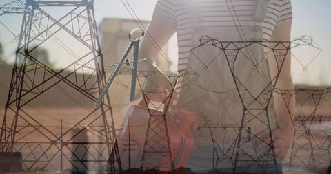 Power and progress concept art with transmission lines