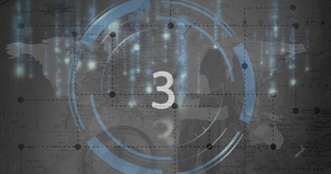 Digital Countdown Overlay on World Map Background