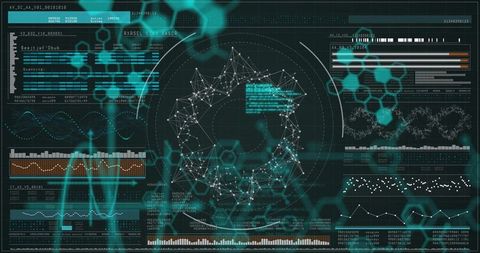 Futuristic Analytics Dashboard with Central Node Network Visual