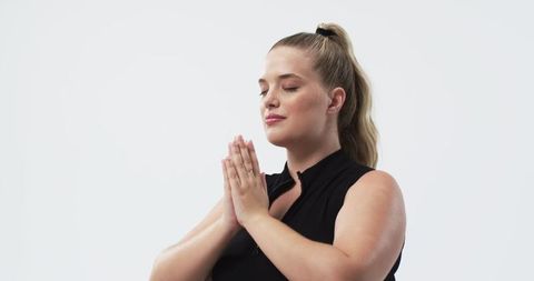 Confident Plus Size Woman Practicing Meditation - Download Free Stock Images Pikwizard.com