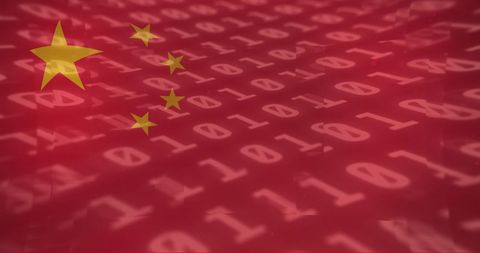 Chinese Flag Overlaid with Binary Code Illustrating Digital Connection - Download Free Stock Images Pikwizard.com