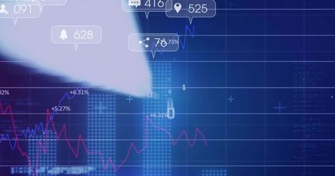 Financial Dashboard with Line Graph and Bar Chart in Digital Interface