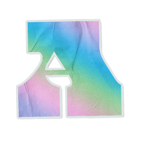 Transparent pastel watercolor letter a sticker floating with white outline and soft shadow