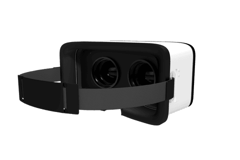 Black and White VR Headset Device on Transparent Background