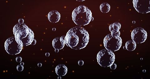 Abstract Bubbles and Glowing Particles on Red Background - Download Free Stock Images Pikwizard.com